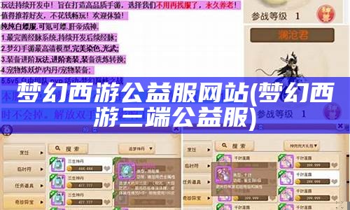 梦幻西游公益服网站(梦幻西游公益服攻略)